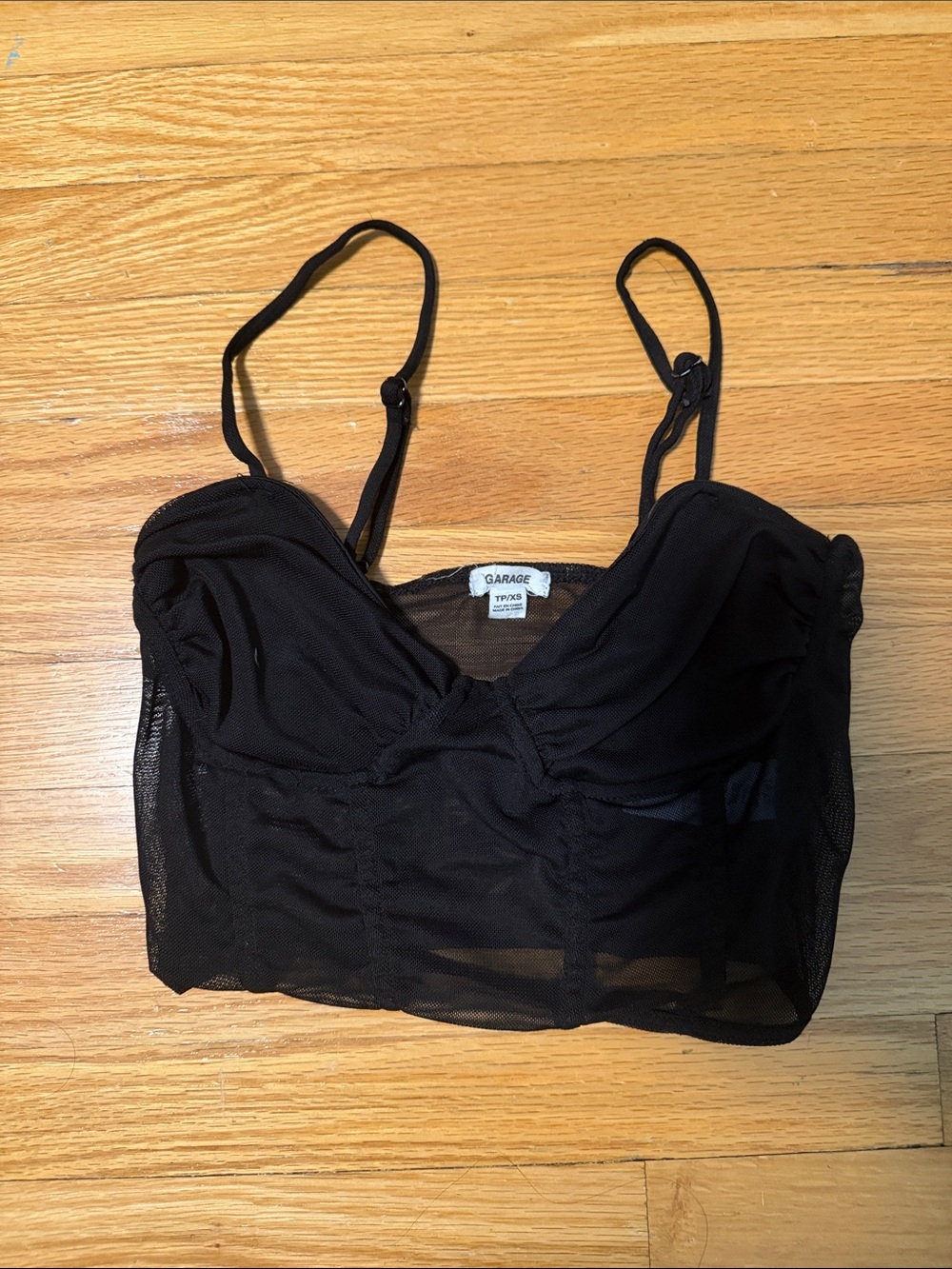 Garage Black Mesh Top with Adjustable Straps